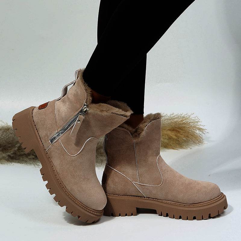 Thick Plush Snow Boots Women Faux Suede Non-slip Winter Shoes - ProTrendyz