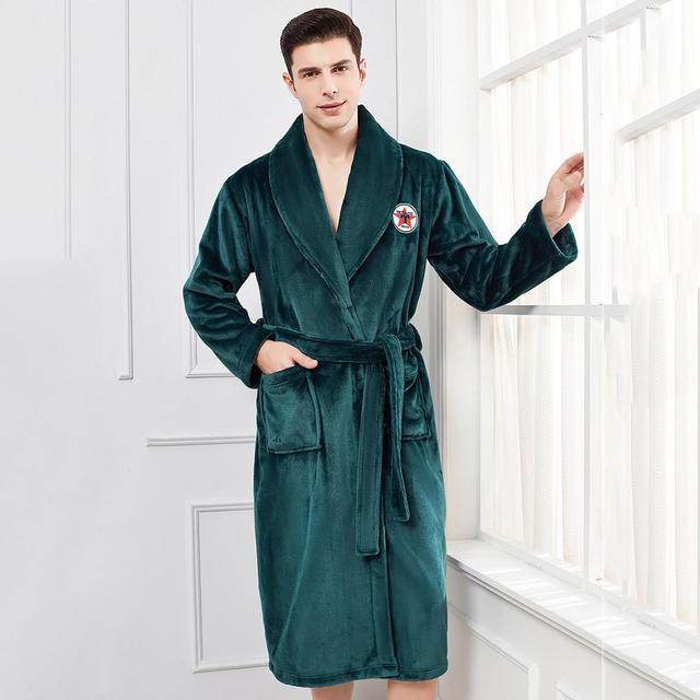 Winter Flannel Lovers Robe Gown Elegant Solid Casual Sleepwe - ProTrendyz