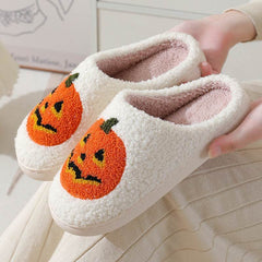 Halloween Pumpkin Cartoon Slippers Warm Winter Slippers Men And Women Couples Indoor House Shoes - ProTrendyz