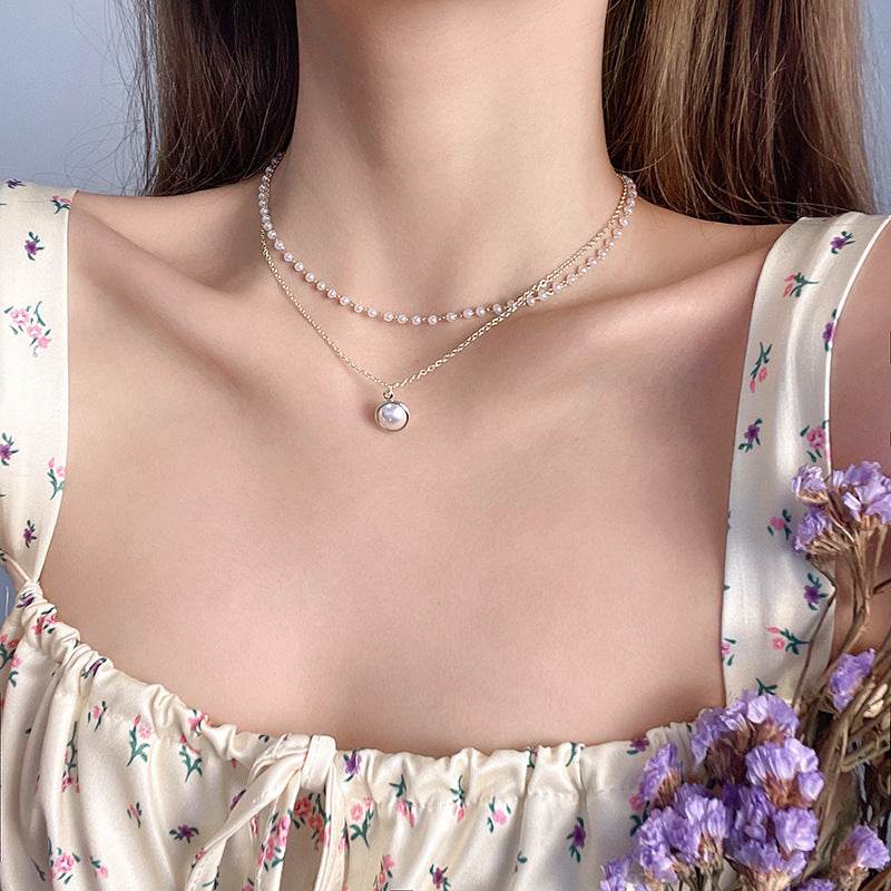 Summer Double-layer Pearls Necklace INS Fashion Clavicle Chain Necklace Jewelry For Beach - ProTrendyz