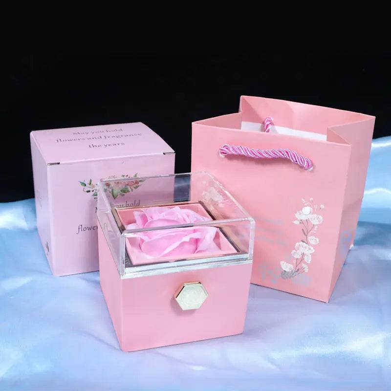Rotating Soap Flower Rose Gift Box Creative Rotating Rose Jewelry Packaging Box Valentine's Day Gift For Women US - ProTrendyz