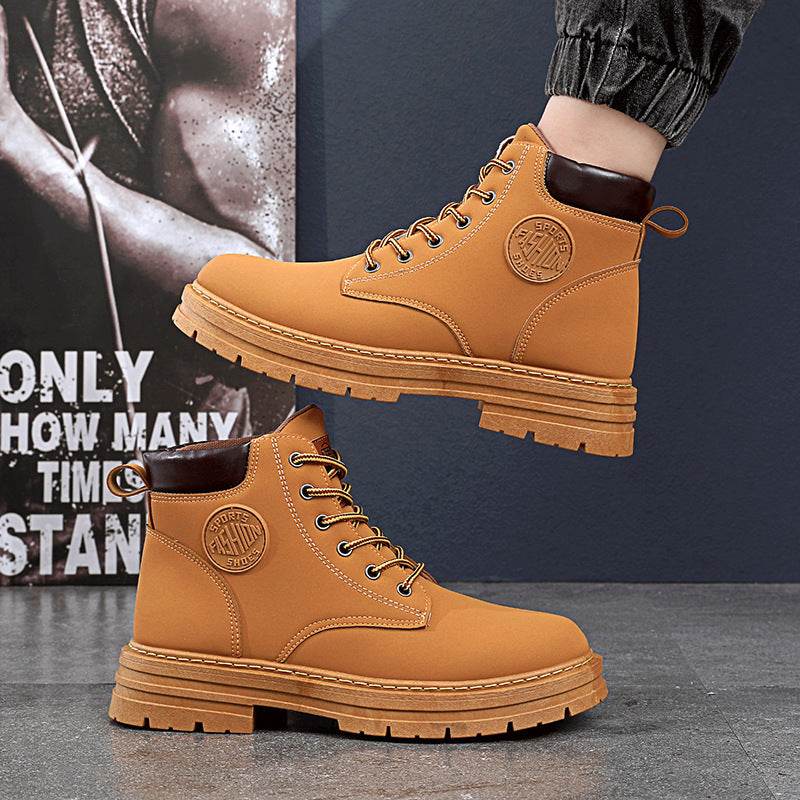 Mens Winter Boots Chunky Mid Heel Shoes Fashion Ankle Boots - ProTrendyz