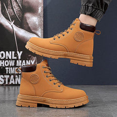 Mens Winter Boots Chunky Mid Heel Shoes Fashion Ankle Boots - ProTrendyz