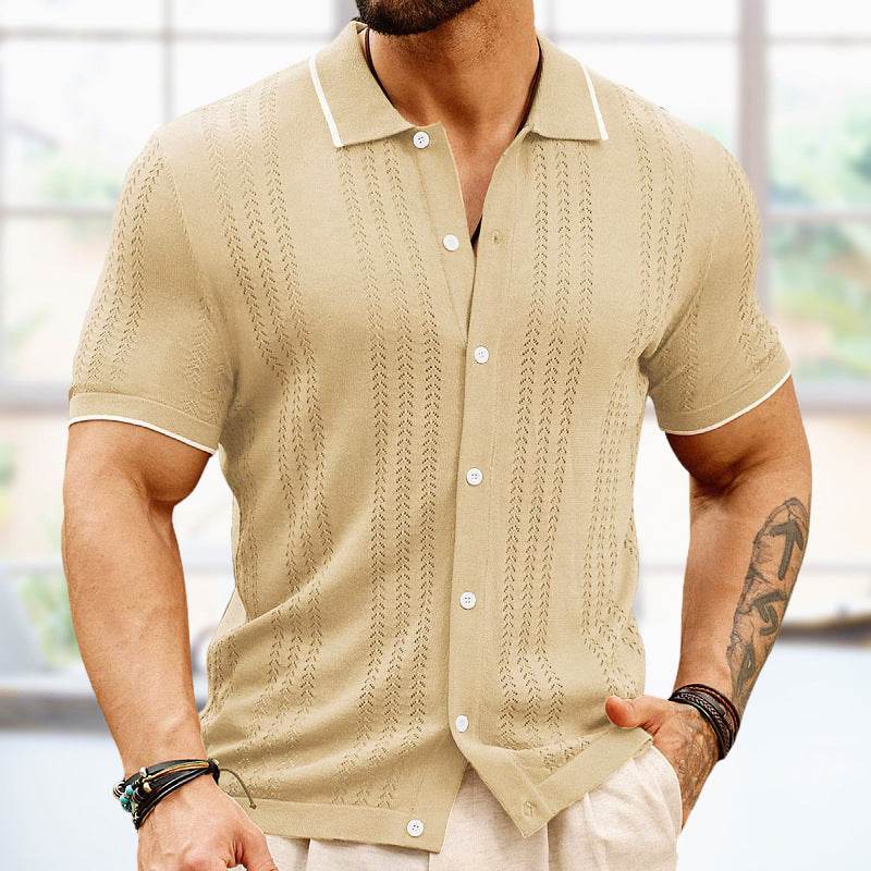 Short-sleeved Polo Shirt Summer Button Lapel Top Fashion Business Men's Clothing - ProTrendyz