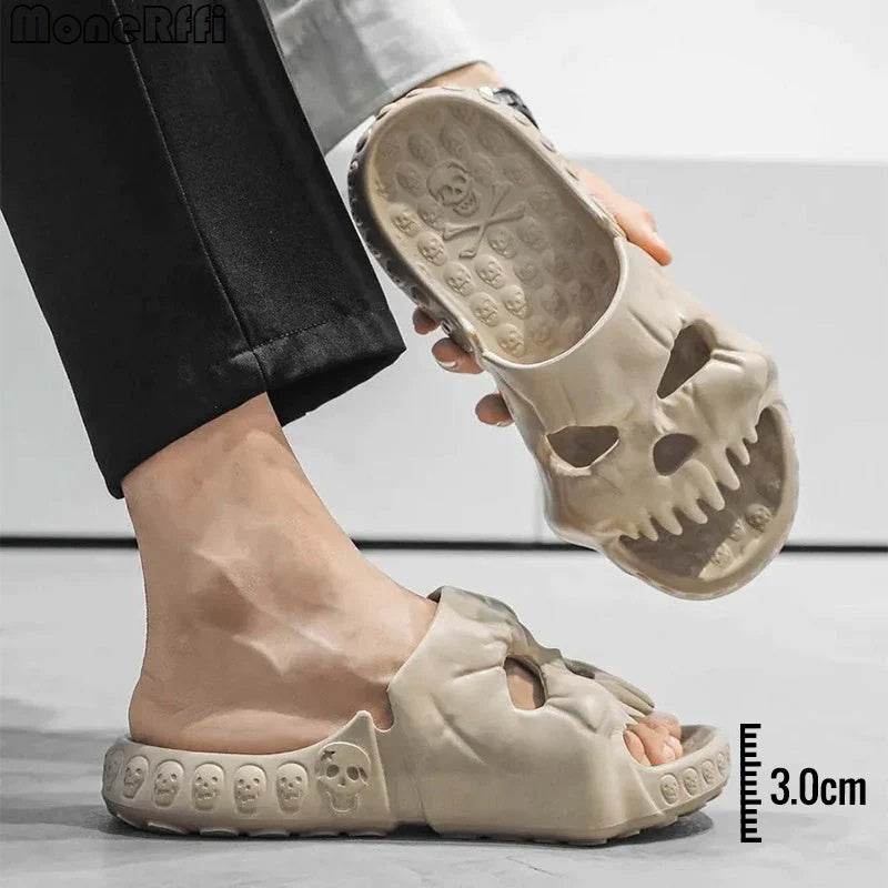 Personalized Skull Design Halloween Slippers Bathroom Indoor Outdoor Funny Slides Beach Shoes - ProTrendyz