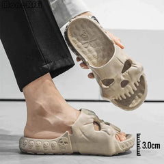 Personalized Skull Design Halloween Slippers Bathroom Indoor Outdoor Funny Slides Beach Shoes - ProTrendyz
