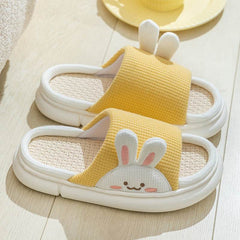 Cute Rabbit Slippers Linen House Shoes For Women - ProTrendyz