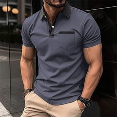 Lapel Fashion Slim Pocket Short-sleeved T-shirt Polo Shirt Men Clothing - ProTrendyz