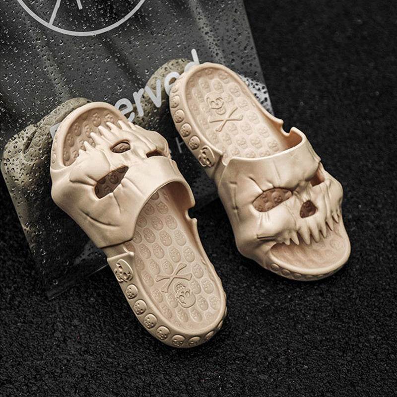 Personalized Skull Design Halloween Slippers Bathroom Indoor Outdoor Funny Slides Beach Shoes - ProTrendyz