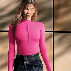 Fashion Long Sleeve Zipper Jumpsuit Seamless Slimming Shapewear For Women Romper - ProTrendyz