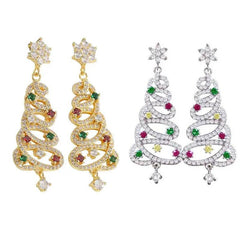 New Full Inlaid Colorful Zircon Christmas Tree Tassel Earrings Women's Fashion Personality Earrings Party Jewelry Christmas Gift - ProTrendyz