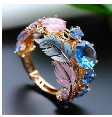 INS Flower Butterfly Ring With Rhinestones And Oil Dropping Design Fashion Personalized Jewelry For Women - ProTrendyz