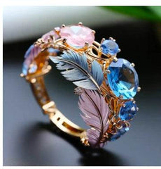 INS Flower Butterfly Ring With Rhinestones And Oil Dropping Design Fashion Personalized Jewelry For Women - ProTrendyz