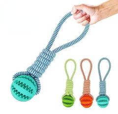 Dog Toys Treat Balls Interactive Hemp Rope Rubber Leaking Balls For Small Dogs Chewing Bite Resistant Toys Pet Tooth Cleaning Bite Resistant Toy Ball For Pet Dogs Puppy - ProTrendyz
