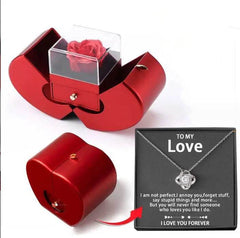 Fashion Jewelry Box Red Apple Christmas Gift Necklace Eternal Rose For Girl Mother's Day Valentine's Day Gifts With Artificial Flower Rose Flower Jewelry Box US - ProTrendyz