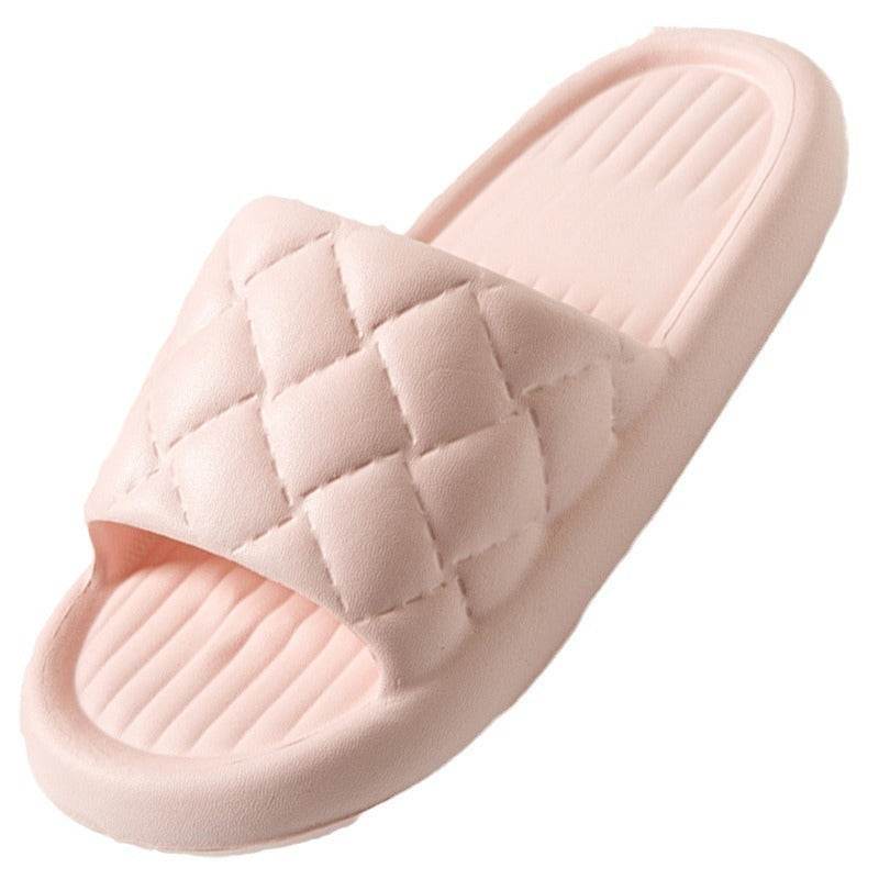 New Rhombus Home Slippers Summer Non-slip Floor Bathroom Slipper Lightweight Simple House Shoes For Women Men - ProTrendyz