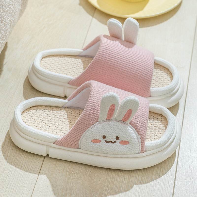 Cute Rabbit Slippers Linen House Shoes For Women - ProTrendyz