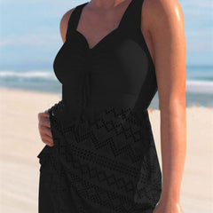 Korean Version Of Solid Color Lace One-piece Swimsuit