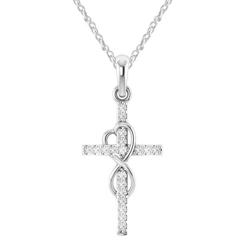 Alloy Pendant With Diamond And Eight-character Cross Necklace US - ProTrendyz