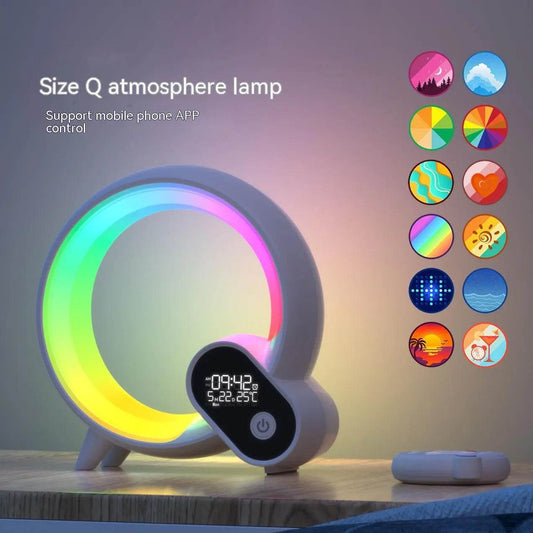 Creative Q Light Analog Sunrise Digital Display Alarm Clock Bluetooth Audio Intelligent Wake-up Q Colorful Atmosphere Light - ProTrendyz