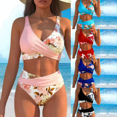 Women's Floral Print Bikini Casual Set