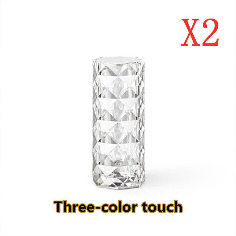 Nordic Crystal Lamp USB Table Lamps Bedroom Touch Dimming Atmosphere Diamond Night Light Rose Projector Lamp Decor - ProTrendyz