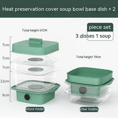 Multi-layer Dish Cover Heat Preservation Kitchen Cover Dining Table Leftover Storage Box Transparent Stack Cooking Hood Steamer - ProTrendyz