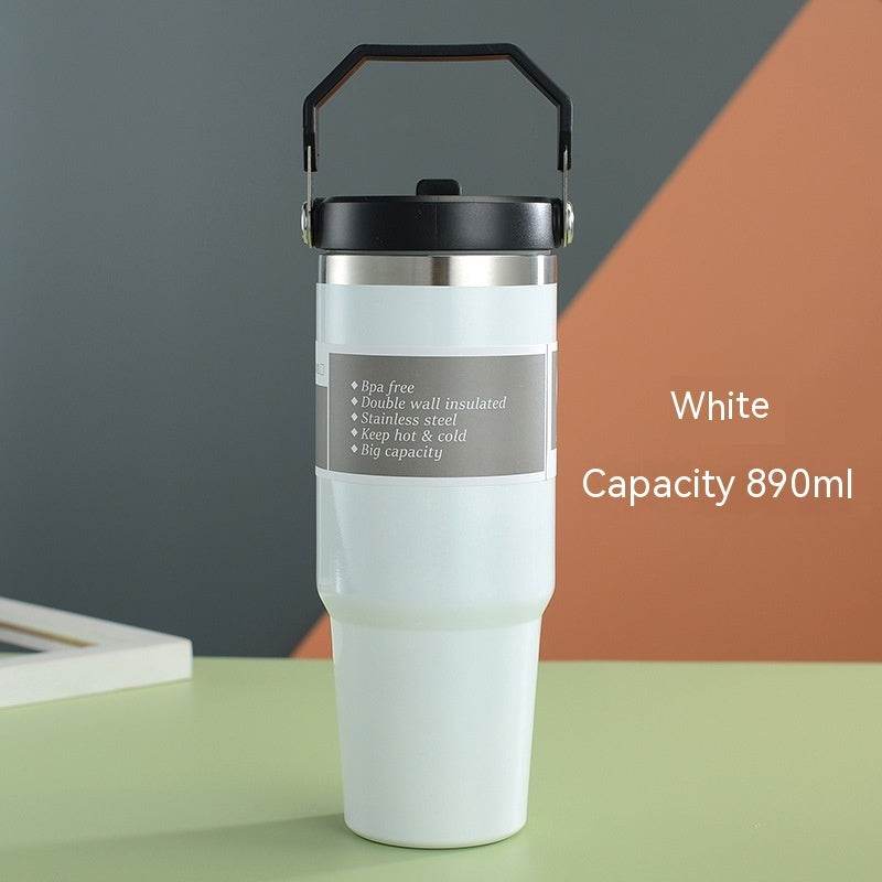 Portable Car Cup Stainless Steel Cup Travel Sports Water Bottle With Handle Cover Coffee Tumbler Cup - ProTrendyz