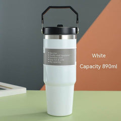 Portable Car Cup Stainless Steel Cup Travel Sports Water Bottle With Handle Cover Coffee Tumbler Cup - ProTrendyz