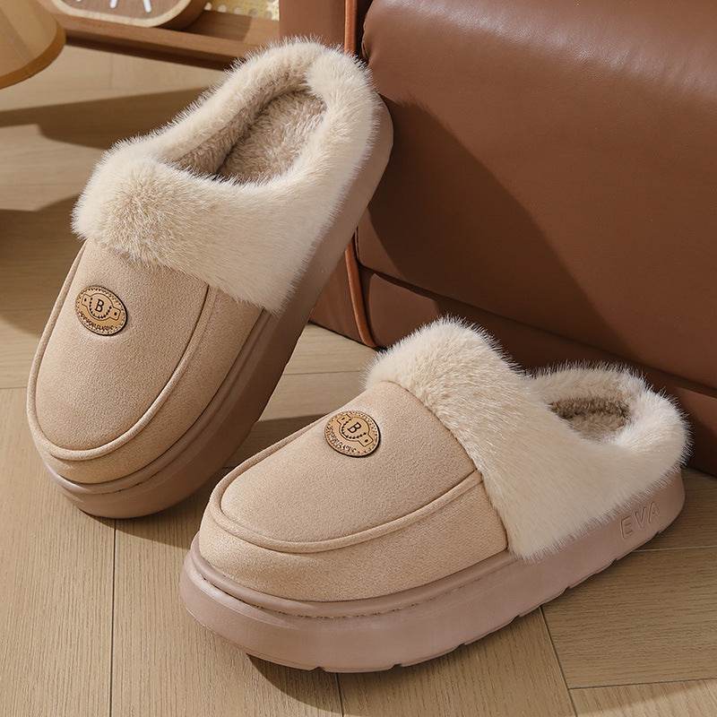 Winter Plush Slippers For Men Casual All-match Warm Suede House Shoes Indoor Non-slip Floor Bedroom Slipper - ProTrendyz