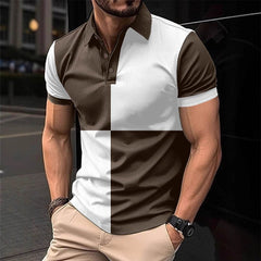 Casual Sports Short Sleeve Color Stitching Turnover Neck Polo Shirt Men Clothing - ProTrendyz