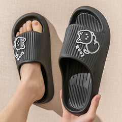 Cute Cat Slippers Summer Women Home Shoes Bath Thick Platform Non-Slip Slides Indoor Outdoor - ProTrendyz