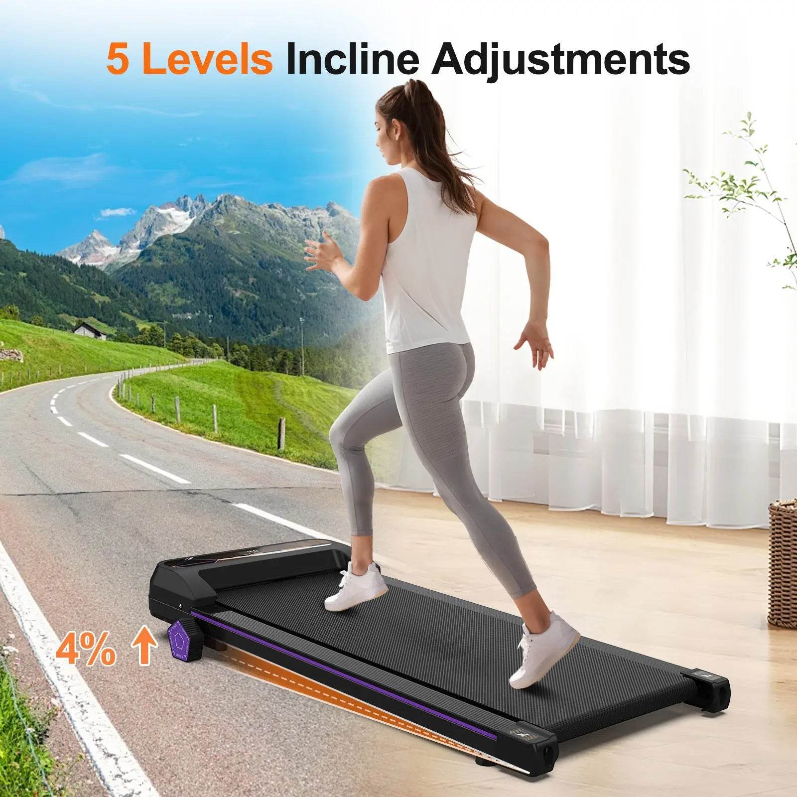 Walking Pad Under Desk Treadmill For Home Office -2.5HP Walking Treadmill 0.5-4MPH Capacity Treadmill For Walking Running Remote Control Batteries US - ProTrendyz