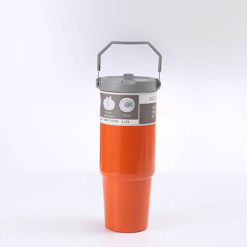 Portable Car Cup Stainless Steel Cup Travel Sports Water Bottle With Handle Cover Coffee Tumbler Cup - ProTrendyz