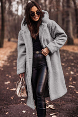 Autumn Winter Fashion Elegant Long Coat Woman Plush Warm Faux Fleece Coat Women Teddy Jacket Female Teddy Coat Outwear Ladies