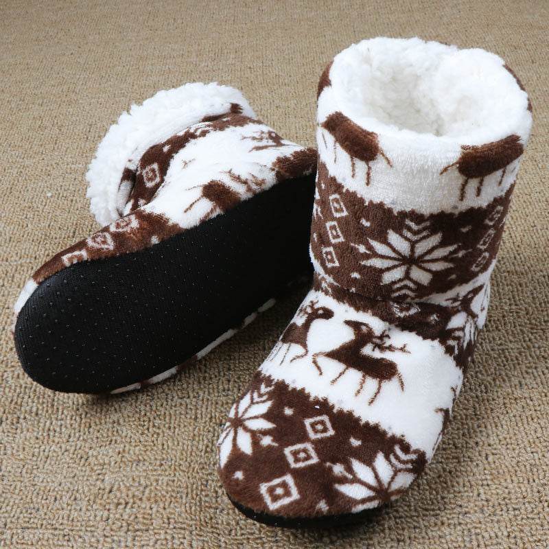 Christmas Elk Floor Shoes Indoor Socks Shoes Warm Plush House Slippers - ProTrendyz