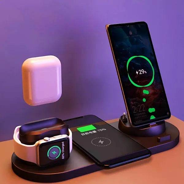 Wireless Charger For IPhone Fast Charger For Phone Fast Charging Pad For Phone Watch 6 In 1 Charging Dock Station - ProTrendyz