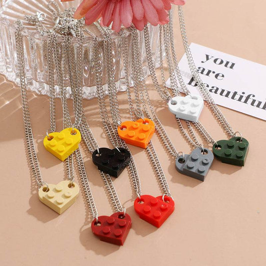 Valentines Day Gift New Jewelry Heart Necklace Love Stitching Acrylic Couple Necklace Valentines Jewelry - ProTrendyz