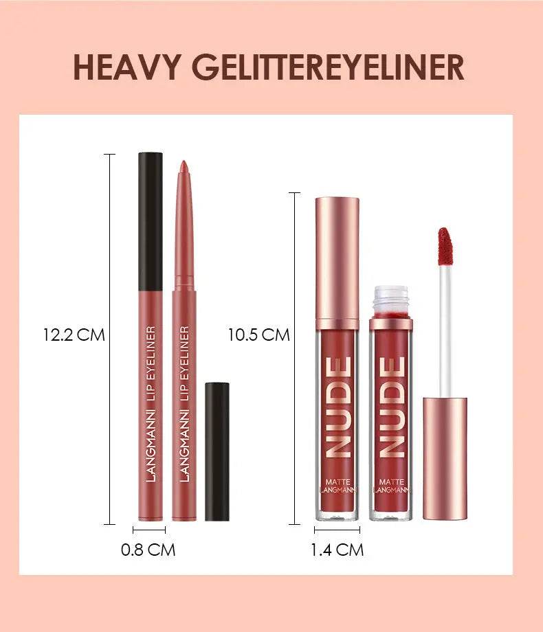 Lip Liner And Lipstick Makeup 12 Pcs Set 6 Matte Lipstick 6 Lip Liner Pens Waterproof Long Lasting Matte Lipstick Beauty Cosmetics Makeup Gift For Girls Lipstick Set - ProTrendyz