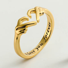 Romantic Heart Hand Hug Fashion Ring For Women Couple Jewelry Silver Color Punk Gesture Wedding Men Finger Accessories Gifts - ProTrendyz