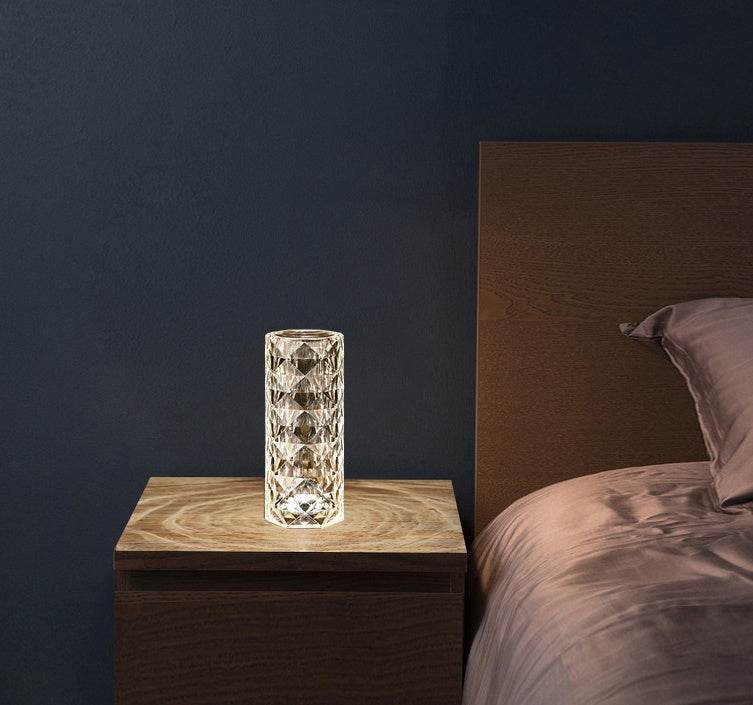 Nordic Crystal Lamp USB Table Lamps Bedroom Touch Dimming Atmosphere Diamond Night Light Rose Projector Lamp Decor - ProTrendyz