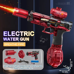 LED Lights Electric Water Guns Children Simulated Shooting Recoil Powerful Automatic Water Spray Gun Kids Summer Outdoor Toys - ProTrendyz