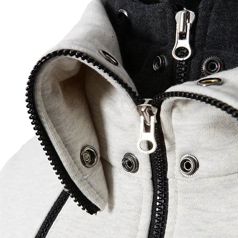 Men's Zip UP Hooded Jacket Fake Two Piece Sports Cardigan Casual Slim Sweatshirt Jacket - ProTrendyz