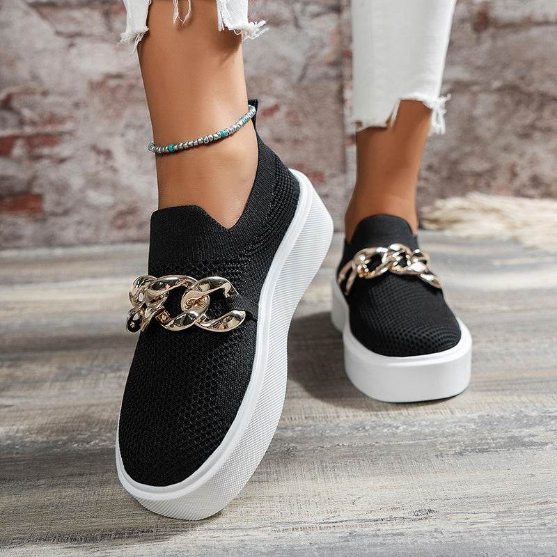 Chain Flats Shoes Women Breathable Mesh Shoes - ProTrendyz