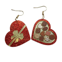 Valentine's Day Red Gift Box Heart Earrings For Women Romantic You Make ME Melt Ice Cream Acrylic Drop Earring Designer Jewelry - ProTrendyz