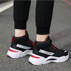 Men's Lace-up Color-matching Sneakers Fashion High-top Height-increasing Casual Shoes - ProTrendyz