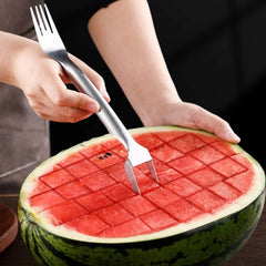 2 In 1 Watermelon Fork Slicer Multi-purpose Stainless Steel Watermelon Slicer Cutter Kitchen Fruit Cutting Fork Fruit Divider Kitchen Gadgets - ProTrendyz