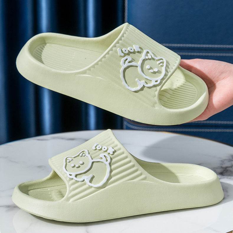 Cute Cat Slippers Summer Women Home Shoes Bath Thick Platform Non-Slip Slides Indoor Outdoor - ProTrendyz