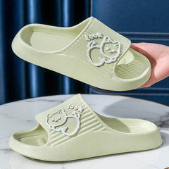 Cute Cat Slippers Summer Women Home Shoes Bath Thick Platform Non-Slip Slides Indoor Outdoor - ProTrendyz