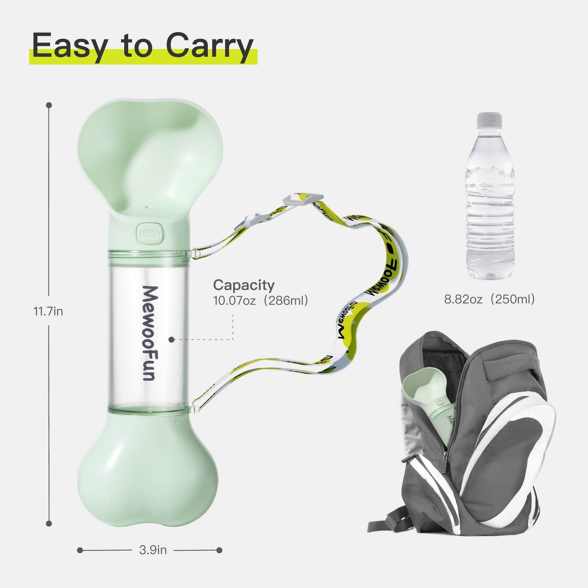 Mewoofun Pet Dog Water Bottle Feeder Bowl 2 in 1 Leak Proof Portable Food Bottle Pets Outdoor Travel Drinking Include Poop Bag - ProTrendyz